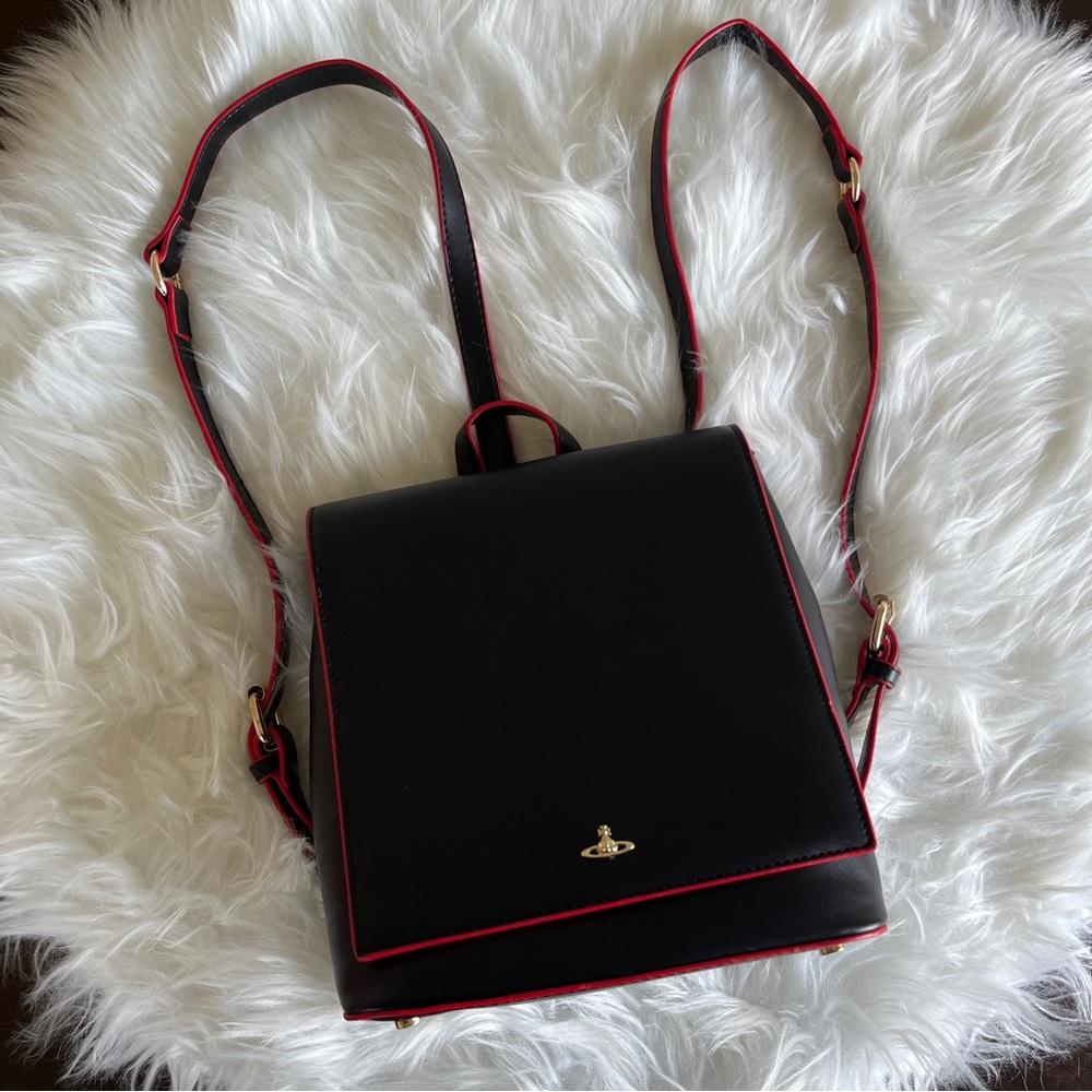 Vivienne Westwood black and red leather backpack
